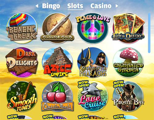 Goto to game button Bingo Menu